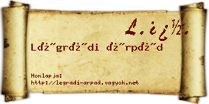 Légrádi Árpád névjegykártya